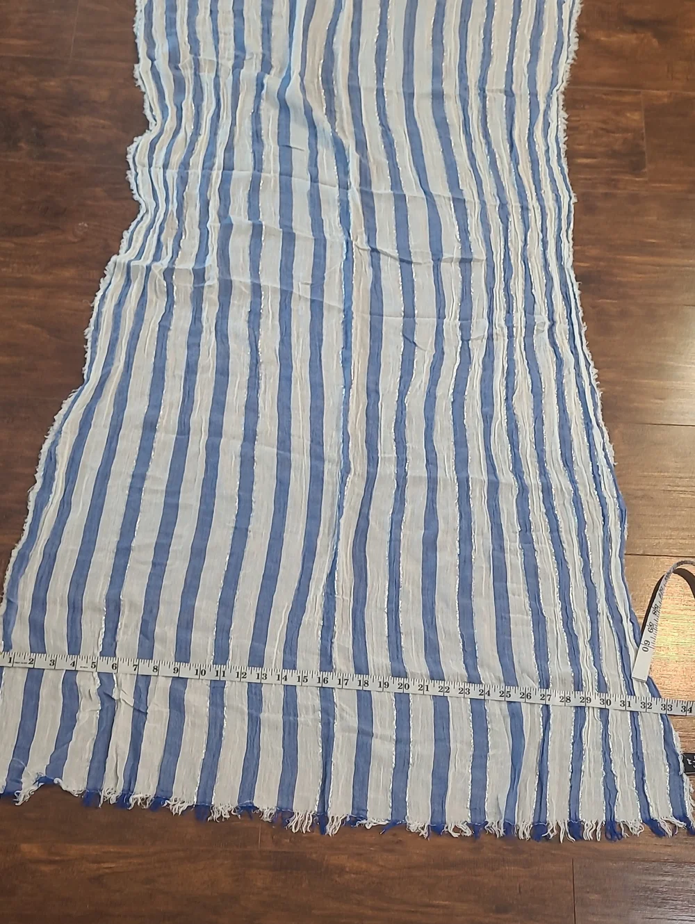 Echo Blue and White Striped Decorative Shawl Throw Lenght  64